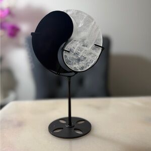 Black Obsidian/Clear Quartz Yin/Yang Crystals with stand